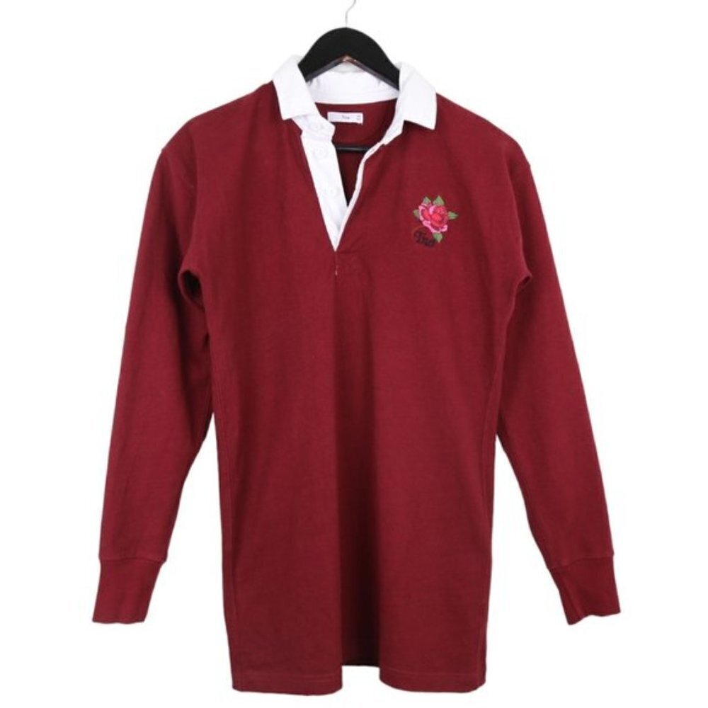 Aritzia Tna Covenham Long Sleeve T-shirt Embroidered Burgundy Red Size XS